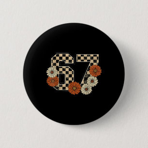 6 7 Retro Fall Meme Checkerboard Tee Haunted  Cm Round Badge