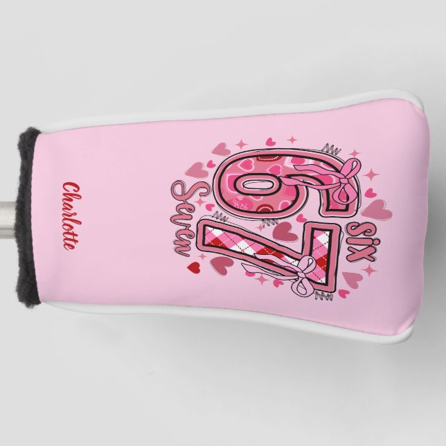 6 7 si Seven Meme Trend Girls Pink Golf Head Cover (Front)