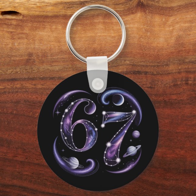 6 7 Six Seven Cosmic Astrology Gen Z Alpha Meme  Key Ring (Front)
