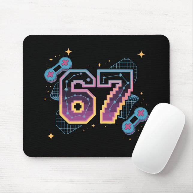 6 7 Six Seven Gaming Gen Z Alpha Meme Slang  Mouse Pad (With Mouse)
