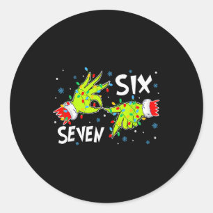 6 7 Six Seven Gen Z Alpha Meme Slang Holiday Merry Classic Round Sticker