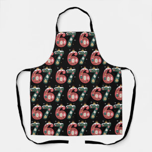 6 7 Six Seven Gen Z Alpha Meme Slang Xmas Balls Apron