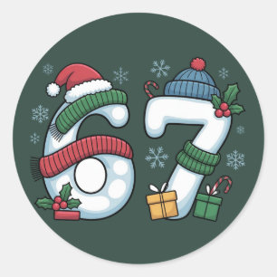 6 7 Six Seven Gen Z Alpha Meme Slang Xmas Snowman Classic Round Sticker