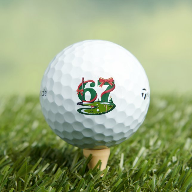 6 7 Six Seven Golf Gen Z Alpha Meme Xmas Golfing Balls (Insitu Tee)