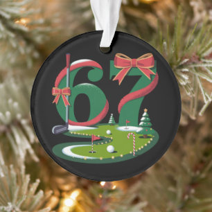 6 7 Six Seven Golf Gen Z Alpha Meme Xmas Golfing Ornament