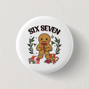 6 7 Six Seven Hand Gen Z Alpha Gingerbread Meme 3 Cm Round Badge