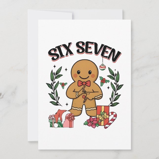6 7 Six Seven Hand Gen Z Alpha Gingerbread Meme  Announcement (Front)