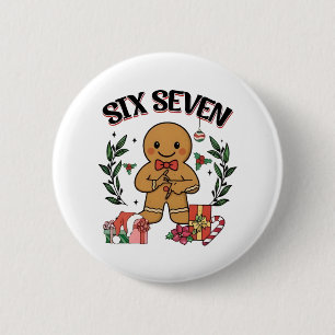 6 7 Six Seven Hand Gen Z Alpha Gingerbread Meme Cm Round Badge