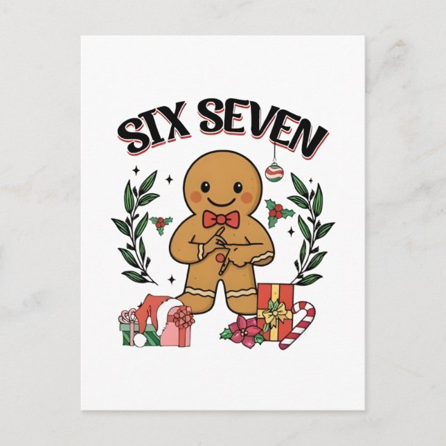 6 7 Six Seven Hand Gen Z Alpha Gingerbread Meme  Postcard (Front)