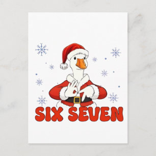 6 7 Six Seven Hand Gen Z Alpha Goose Christmas Holiday Postcard