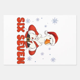6 7 Six Seven Hand Gen Z Alpha Goose Christmas Wrapping Paper Sheet
