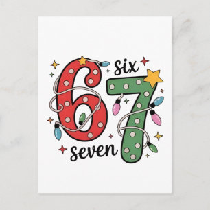 6 7 Six Seven Hand Gen Z Alpha Meme Slang Xmas  Announcement Postcard