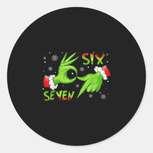 6 7 Six Seven Hand Gen Z Alpha Meme Slang Xmas Chr Classic Round Sticker