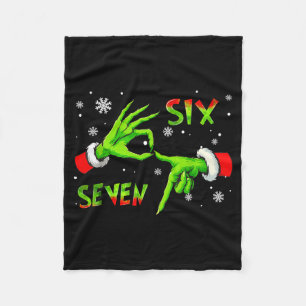 6 7 Six Seven Hand Gen Z Alpha Meme Slang Xmas Chr Fleece Blanket