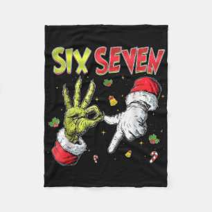 6 7 Six Seven Hand Gen Z Alpha Meme Slang Xmas Chr Fleece Blanket