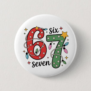 6 7 Six Seven Hand Gen Z Alpha Meme Slang Xmas  Cm Round Badge