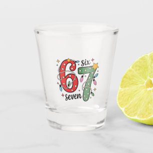 6 7 Six Seven Hand Gen Z Alpha Meme Slang Xmas  Shot Glass