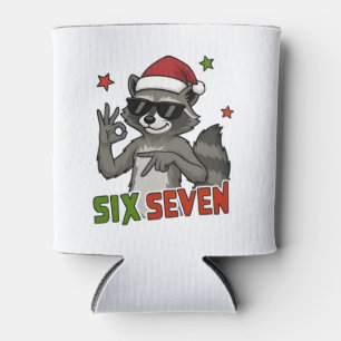 6 7 Six Seven Hand Gen Z Alpha Racoon Christmas Can Cooler