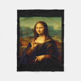 6 7 Six Seven Meme 67 Funny Mona Lisa Funny Clic A Fleece Blanket