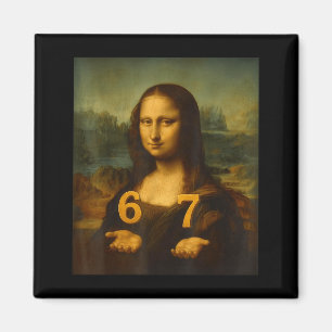 6 7 Six Seven Meme 67 Funny Mona Lisa Gen Z Alpha  Magnet