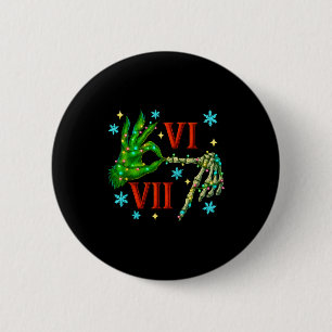6 7 Six Seven Meme Christmas Hand Gen Z Alpha Xmas Cm Round Badge