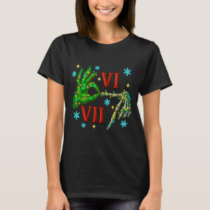 6 7 Six Seven Meme Christmas Hand Gen Z Alpha Xmas T-Shirt