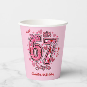 6 7 Six Seven Meme Trend Girls 7th Birthday Paper Cups