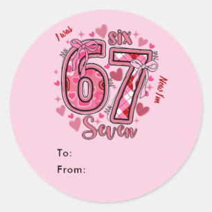 6 7 Six Seven Meme Trend Girls 7th Birthday Party Classic Round Sticker