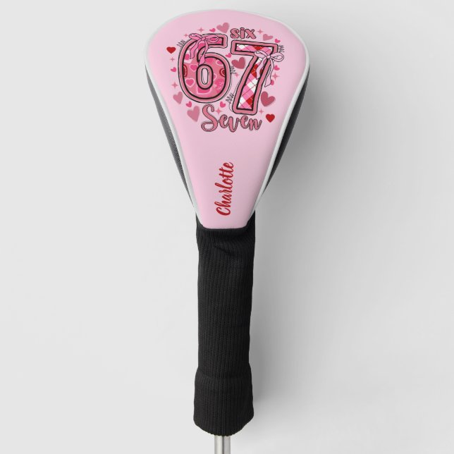 6 7 Six Seven Meme Trend Girls Pink Name Golf Head Cover (Front)