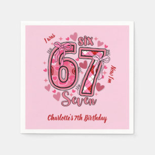 6 7 Six Seven Meme Trend Pink Girls 7th Birthday Napkin