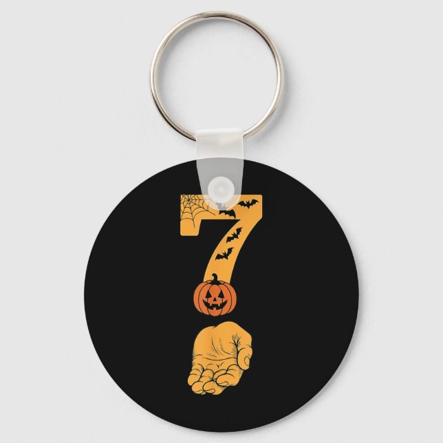 6 7 Six Seven Meme With Hand Spider Web Halloween  Key Ring (Front)