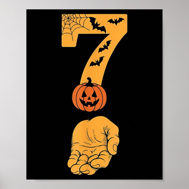 6 7 Six Seven Meme With Hand Spider Web Halloween  Poster (Front)