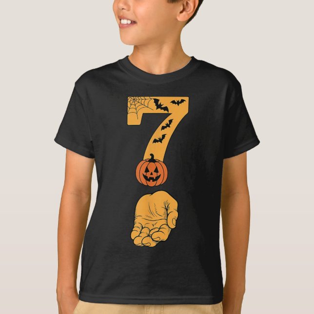 6 7 Six Seven Meme With Hand Spider Web Halloween  T-Shirt (Front)