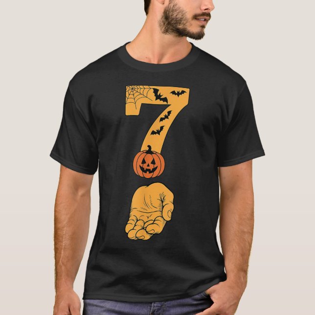 6 7 Six Seven Meme With Hand Spider Web Halloween  T-Shirt (Front)
