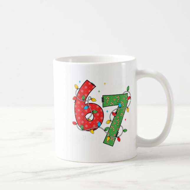 6 7 Six Seven Meme Xmas Lights Candy Cane Christma Coffee Mug (Right)