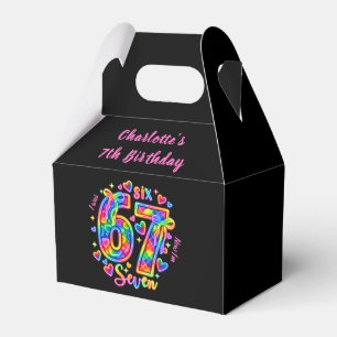 6 7 Six Seven Neon Rainbow Glow Girl 7th Birthday Favour Box