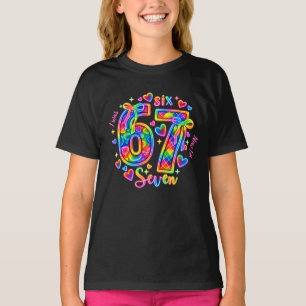 6 7 Six Seven Neon Rainbow Glow Girl 7th Birthday T-Shirt