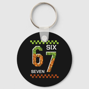 6 7 six seven pixel gaming funny meme 67 boys kids key ring