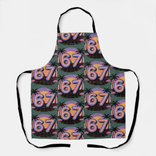 6 7 Six Seven Vaporwave Gen Z Alpha Meme Apron