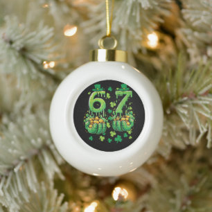6 7 St Patricks Day Ceramic Ball Christmas Ornament