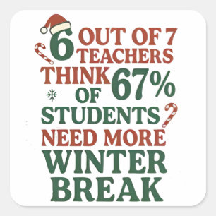 6 7 Teacher Six Seven 67 Santa Gen Alpha Square Sticker