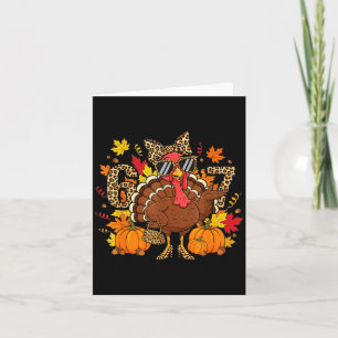 6 7 Thanksgiving Funny Leopard Bow Turkey Six Seve Card