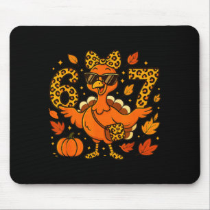 6 7 Thanksgiving Funny Leopard Bow Turkey Six Seve Mouse Pad