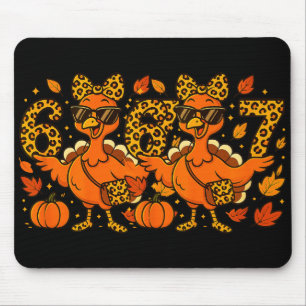 6 7 Thanksgiving Funny Leopard Bow Turkey Six Seve Mouse Pad