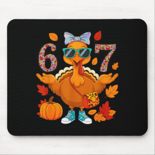 6 7 Thanksgiving Turkey Sungles Bow Six Seven Meme Mouse Pad