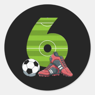 6 Birthday Soccer First Birthday Football Kids  Classic Round Sticker