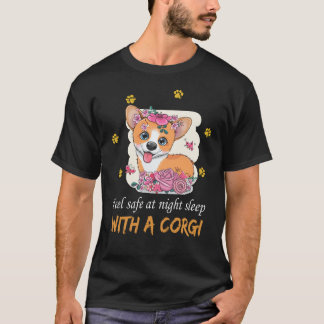 6 Cartoon Corgi With Flowerson A White Background  T-Shirt