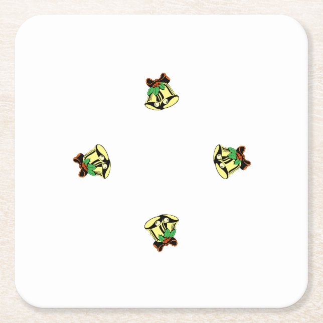 (6) Christmas Bells Square Paper Coaster (Front)