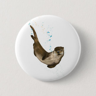 6 cm Round Swimming Otter Badge