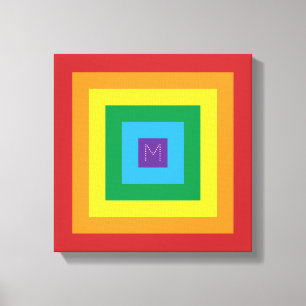 6 Colour Rainbow Pyramid Customisable Monogram Canvas Print